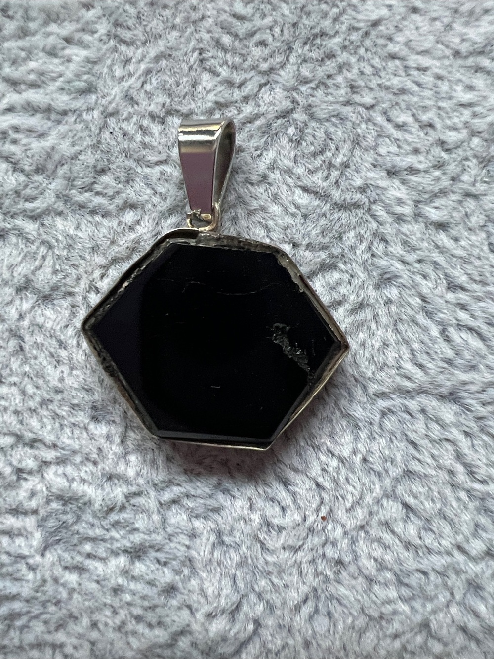 Hexagon Black Obsidian Pendant Necklace - Women Jewelry
